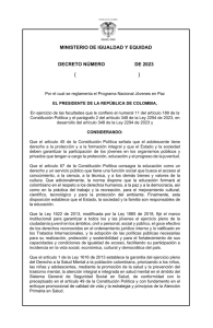 Decreto reglamenta programa nacional jovenes paz