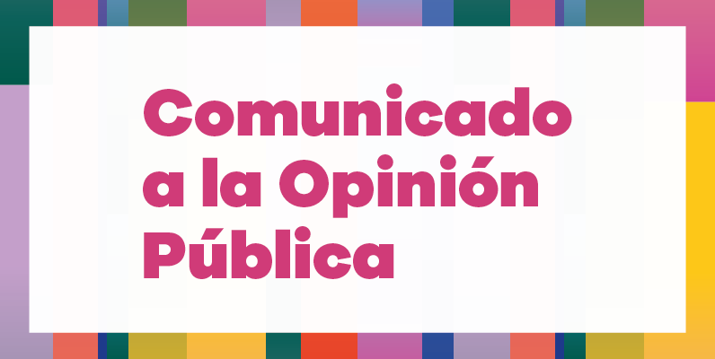 Gráfica con Escudo de Colombia y leyenda institucional Igualad con título unico de portada que dice Comunicado a la opinión pública