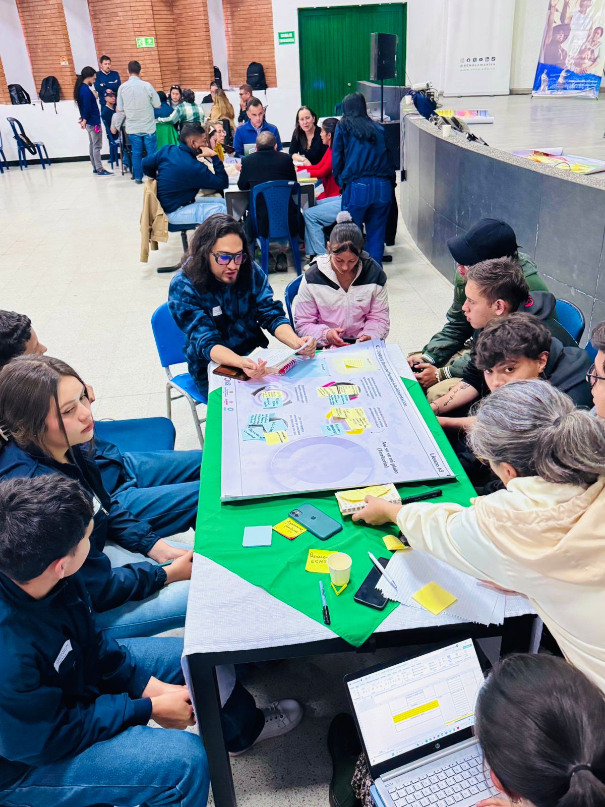 Grupos de personas elaboran propuestas sobre cartulina para la construcción del CONPES para el derecho humano a la alimentación en  Mosquera, Cundinamarca